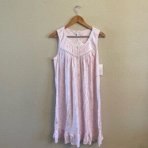 NEW EILEEN WEST Pink Floral Sleeveless Nightgown with Lace
